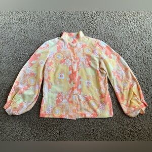 Genuine Vintage 1970’s Poet/Balloon Sleeved Button Down Shirt; Women’s Large 🌼